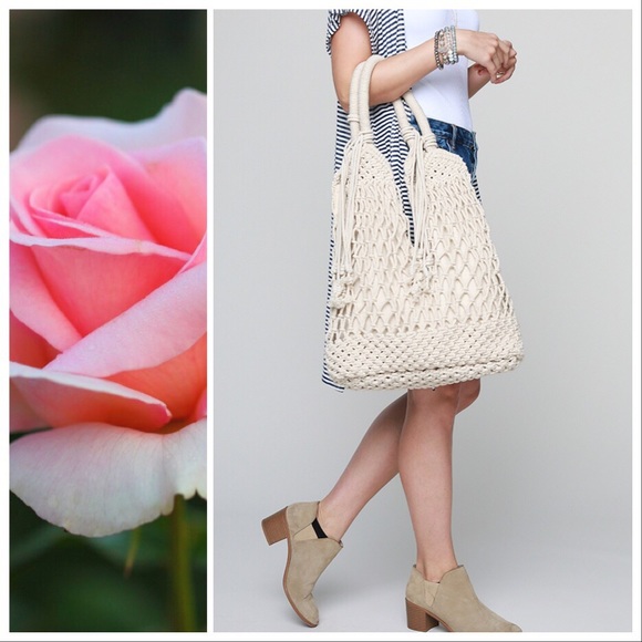 Hand Crafted Macrame BohoCanvas Large Shoulder Bag - Picture 2 of 8